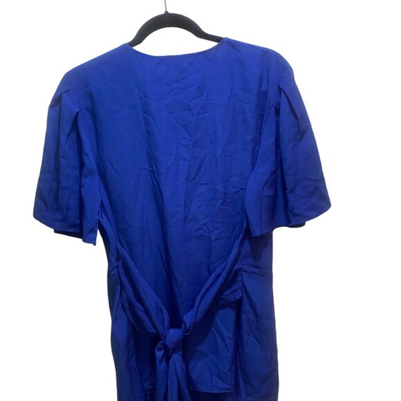 EUC Ann Taylor Wrap Top - Cobalt Blue Tie Waist - Size 14 - Picture 5 of 10